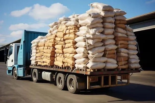 Truck loaded with Makki sacks for bulk delivery